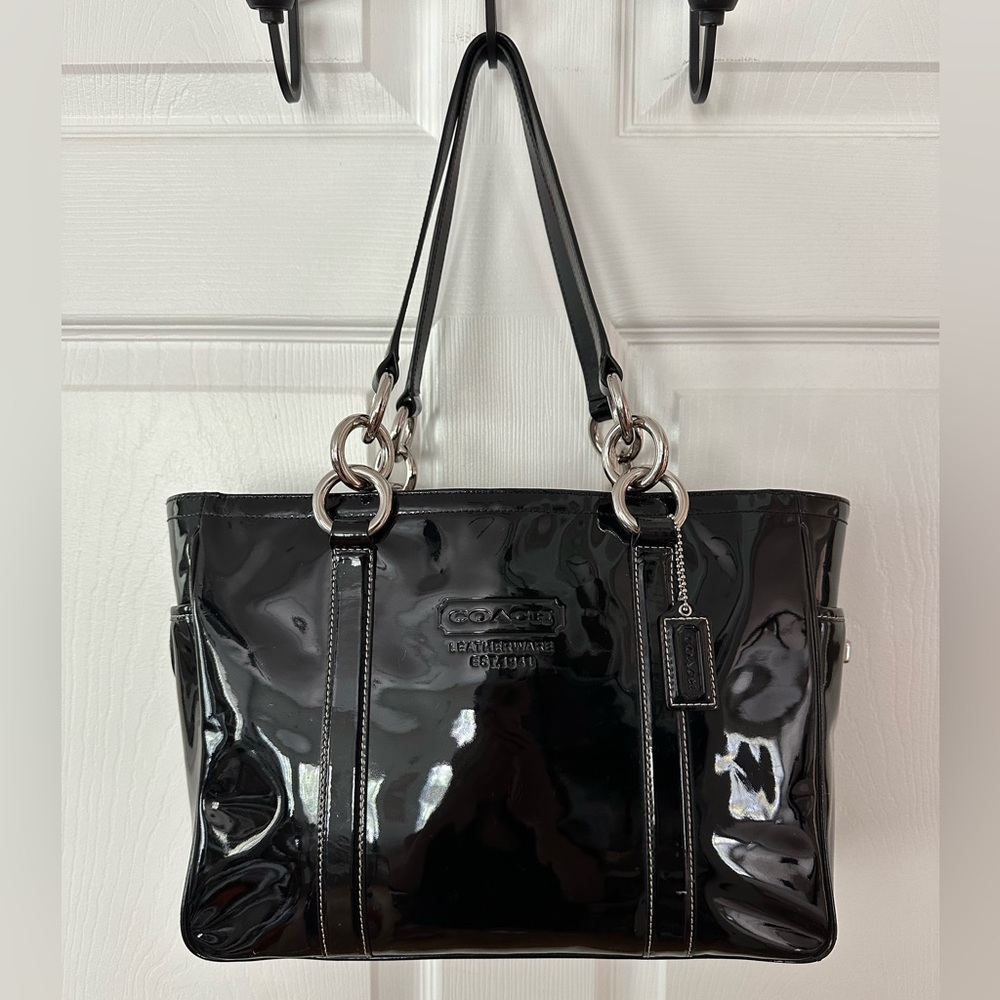 Coach East West Gallery Black Patent Bag